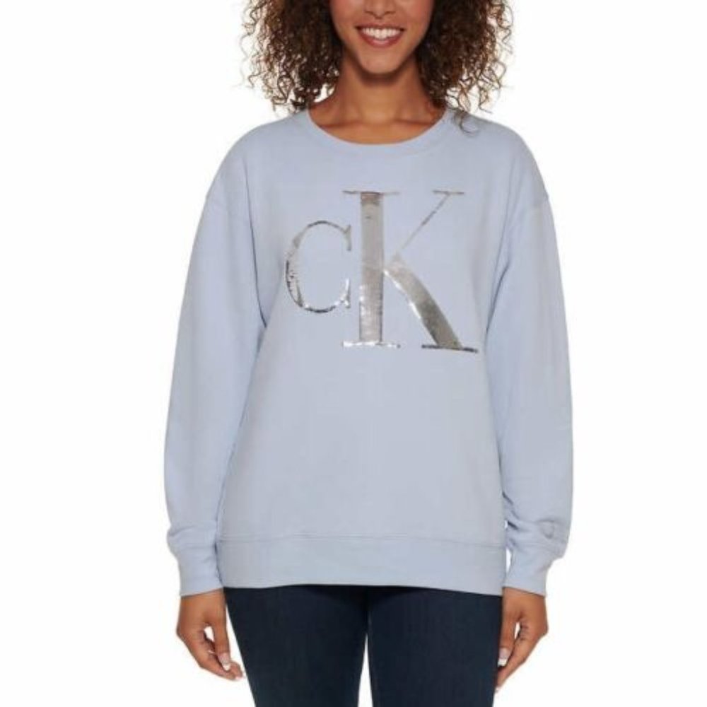 Calvin Klein Jeans Ladies' Sequin Pullover in blue